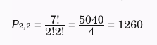 Dados na fórmula da permutação com repetição para calcular o número de anagramas da palavra ARRANJO