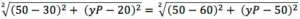 Coordenadas dos pontos substituídos na fórmula para obtenção da distância entre os pontos